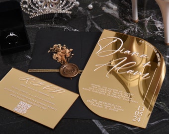 Luxury Acrylic Wedding Invitation with RSVP, QR Code