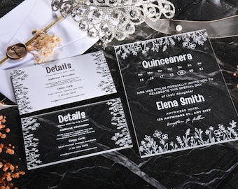 Quinceanera Invitations Acrylic, Sweet 16 Invitation, Acrylic Invitations for Quinceanera, Quince Invite, 16th Birthday Invite Acrylic