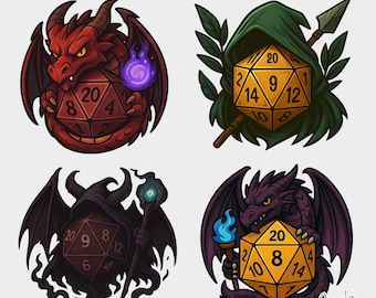 DND Würfel Clipart, Dragon RPG PNG Aufkleber, Fantasy Dungeon Master Design, Zauberer und Hexenmeister Kunst, digitaler Download
