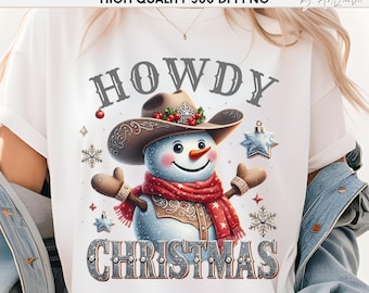 Howdy Christmas Snowman PNG, Western Christmas Snowman PNG, Cute Cowboy Christmas PNG, Rustykalny Snowman Christmas, Western Cowboy Christmas