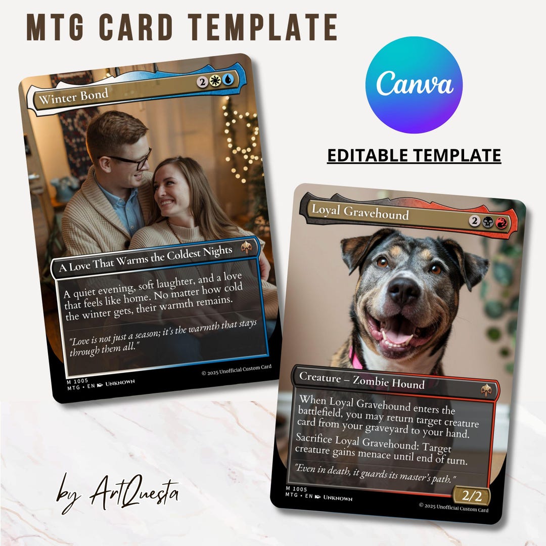 Editable MTG Card Template Canva, Custom Magic Card Design ...