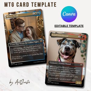 Modèle de carte MTG modifiable sur toile, conception de carte magique personnalisée, carte à collectionner TCG personnalisée pour ami, couples, joueurs, anniversaire, anniversaire
