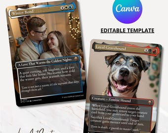 Custom MTG Card Template (Digital Download),Editable Trading Card in Canva, Personalized TCG for Gamer, Couple, Friend, Birthday,Anniversary
