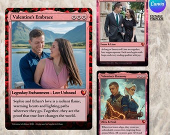 MTG Valentine&#39;s Card Template, Editable Canva MTG Card, Customizable Magic the gathering Card, MTG Card for Valentine&#39;s Day, Couple mtg card