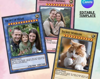 YGO Custom Card Template, Editable Canva Design, gift for Birthday, anniversary, Anime fan, Trading Card Creator, Personalized Card Template