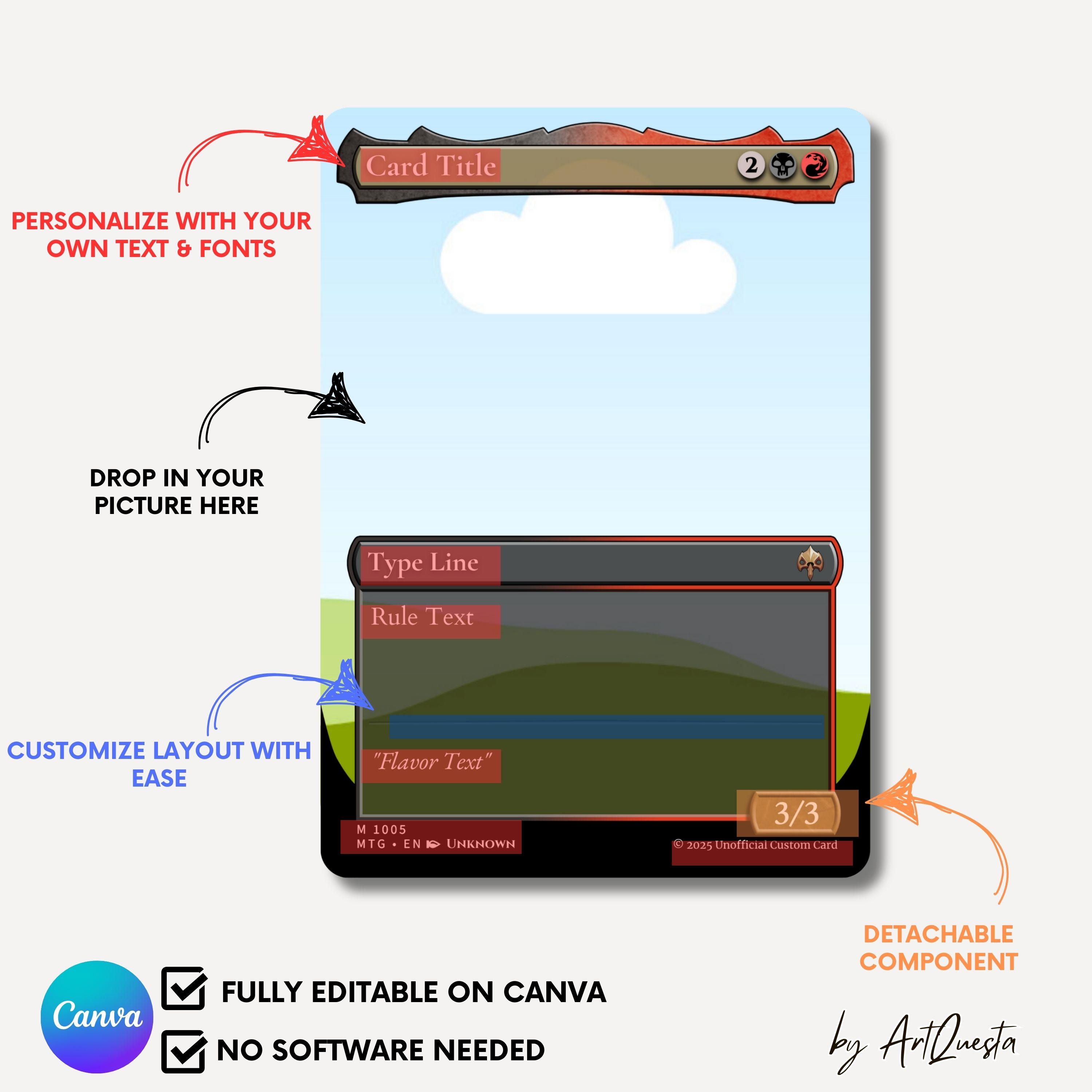 Custom MTG Card Template (digital Download),editable Trading Card in