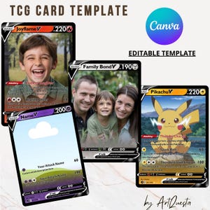 Modèle personnalisé de carte Pokémon, modèle canva modifiable de carte Pokémon V, carte à collectionner modifiable, cadeau Pokémon DIY, carte TCG personnalisée, anniversaire