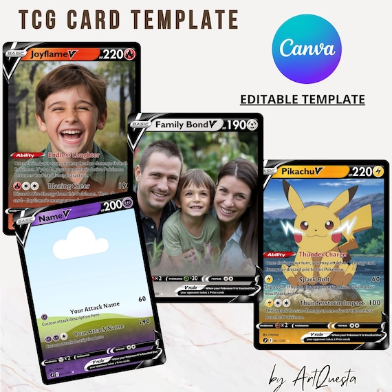 Custom Pokemon Card Template, Editable Pokmon Card V Canva  Template,editable Trading Card,diy Pokmon Gift, Personalized TCG Card,  Birthday - Etsy Norway