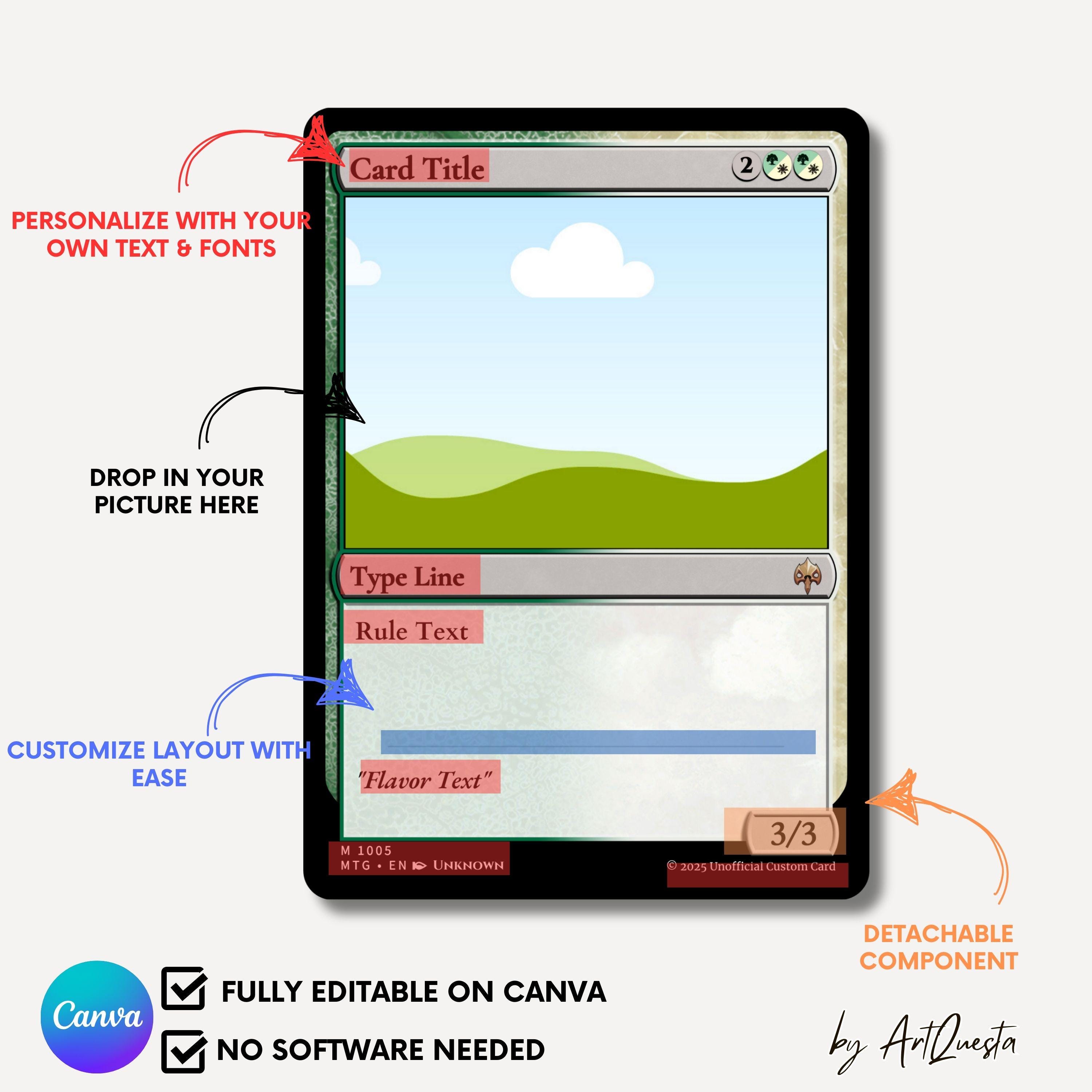 Custom MTG Card Template, Editable Canva Magic Card Creator, Fantasy ...
