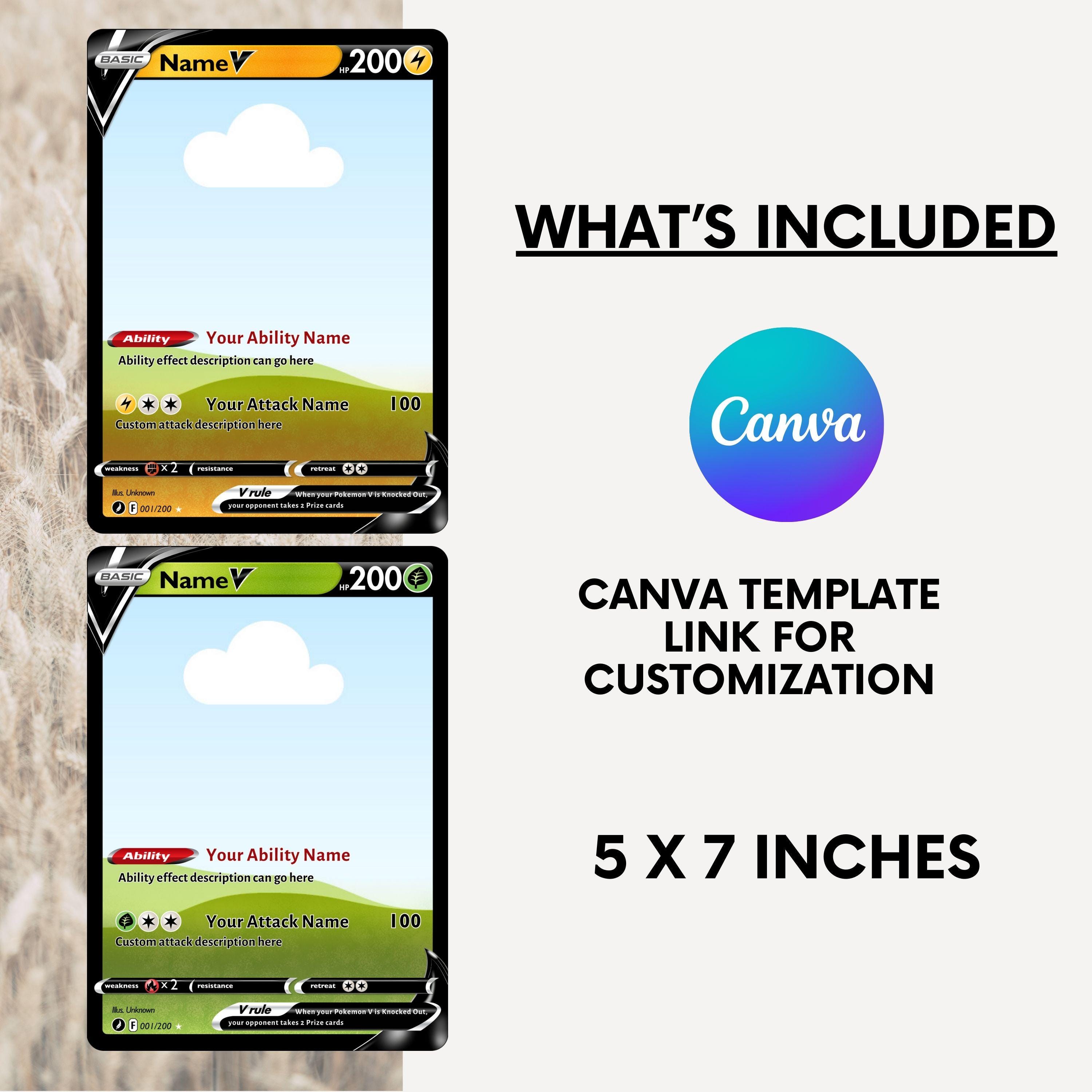 pokemon card template canva Custom Pokemon Card Template, Editable Pokémon Card V Canva Template,editable  Trading Card,diy Pokémon Gift, Personalized TCG Card, Birthday