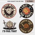 DND Funny Dice PNG Bundle: Chaotic Good TTRPG Clipart (Digital Download), Nerdy Gamer Meme Stickers, Nat 20 Humor Art, tabletop joke product logo
