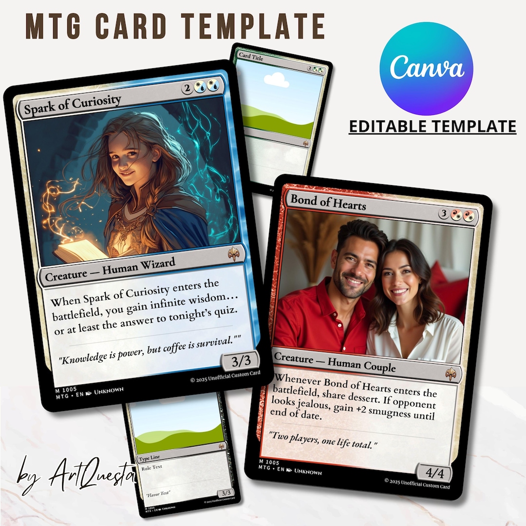 Custom MTG Card Template, Editable Canva Magic Card Creator, Fantasy ...
