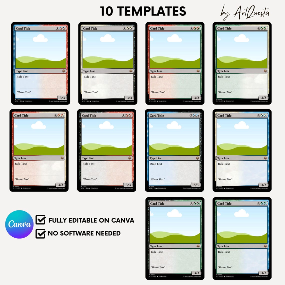 Custom MTG Card Template, Editable Canva Magic Card Creator, Fantasy ...