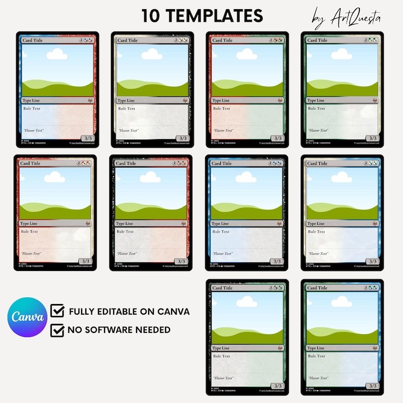Custom MTG Card Template, Editable Canva Magic Card Creator, Fantasy ...