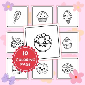 Kawaii Food Coloring Book: Bold and Fun Food & Drink Illustrations, Easy Coloring Pages for Kids and Adults, Adorable Fast Food, Simple Art