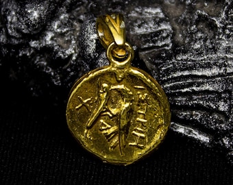 Eagle Ancient Greek Coin Pendant Necklace – Sterling Silver Carved Jewelry
