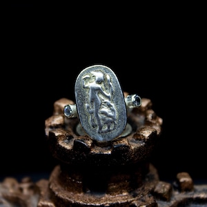 Aphrodite Ancient Greek Coin Handmade Ring - 925K Sterling Silver - Dainty Ring - Christmas Gift - Intaglio Ring - Signet Ring - By Calyra