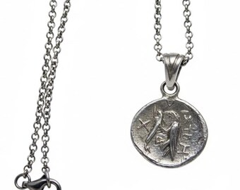 Sterling Silver Eagle Greek Coin Necklace – Antique Style Pendant