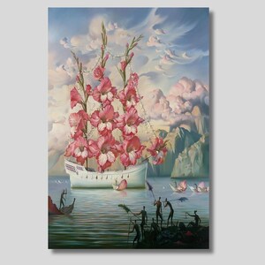 Die Ankunft des Blumenschiffs von Vampire Kush, Druck, Surrealer Druck, blanko, Superhirn, Viktor Kush Poster, Kush Fine Art, Wohnkultur Geschenk