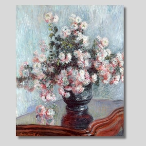Monet Chrysanthemums Canvas Print: Floral Impressionist Wall Art