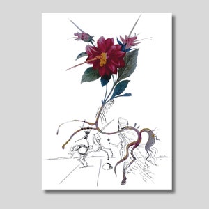 Salvador Dali Dahlia Unicornis Art Print: Decorazione surreale con cavalli