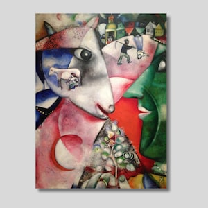 Marc Chagall Canvas Wall Art, Marc Chagall I and the Village Art Print, Chagall Artwork, Expressionism Art, Home Decor, Gift idea