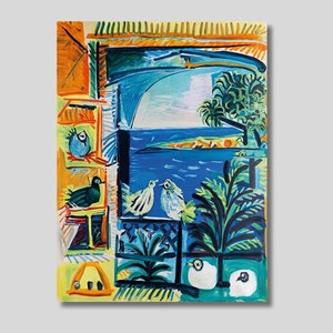 Picasso Cote d&#39;Azur Canvas Art: Vintage French Riviera Travel Painting