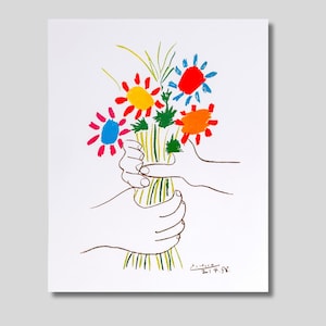 Blumenstrauß von Pablo Picasso Leinwand Wandkunst, Blumen Druck, Ausstellungsplakat, Berühmte Kunst, Inspiration Kunst, Minimalistische Kunst, Geschenk