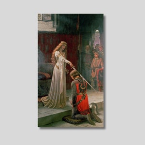 Edmund Blair Leighton Accolade Canvas Wall Art, Vintage Art, Knight and Lady, Romanticism Art, Classic Art, Trendy Decor, Gift idea