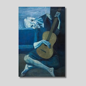 Pablo Picasso The Old Guitarist Canvas Wall Art, Exhibiton Poster, Moden Cubism Art, Giclee Print, Fine Art, Famous Art, Gift idea