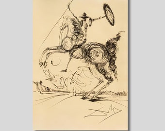 ダリ（Dali） ドンキホーテ（馬）リトグラフ 直筆サイン エディション有り サルバドール・ダリ：馬、ドン・キホーテ - 署名入りリトグラフ - Etsy