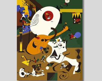 Dutch Interior I by Joan Miro Canvas Print, Joan Miro Wall Art, Abstract Art, Exhibition Print, Trendy Decor, Surrealism Art, Gift idea