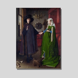 Arnolfini&#39;s Wedding by Jan Van Eyck Canvas Wall Art, Arnolfini Portrait, Arnolfini Marriage, Fine Art, Vintage Wall Decor, Famous Artwork