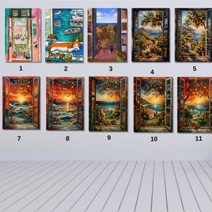 Benutzerdefinierte Henri Matisse Open Fenster Leinwand Wandkunst, Romantische Ansicht, Bäume und Blumen, Küstenblick, Meerblick, Sonnenuntergang, Vintage Kunst, trendige Kunst