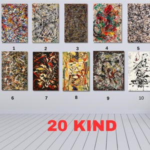 Set of 3 Jackson Pollock Style Canvas Wall Art: Abstract Expressionist Prints
