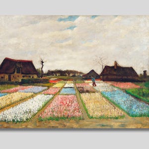 Van Gogh Flower Beds in Holland Canvas Print: Impressionist Floral Landscape