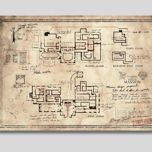 Resident Evil Karte Poster, The Spencer Mansion Plan Leinwand Wandkunst, Man Höhle & Spielzimmer Dekor, The Spencer Mansion Plan Karte, Geschenkidee