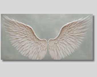 Angel Wings Canvas Print: Elegant Feather Wall Art for Peaceful or Spiritual Home Decor