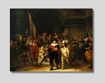 レンブラントの「夜警」版画：オランダ黄金時代の美術、額入り