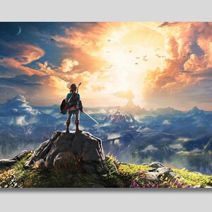 Affiche sur toile The Legend of Zelda, oeuvre d'art murale Breath of the wild, lien Legend of Zelda, Ocarina of Time, décoration Zelda, idée cadeau