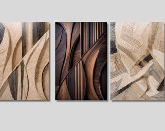 Abstract Texture Canvas Art: Black and Gray Minimalist Set of 3