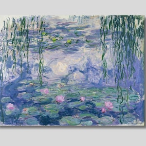 Claude Monet Water Lilies Canvas Wall Art, Fine Art, Impressionist Art, Minimalist Art, Classic Art, Blue and Green Decor, Trendy Art, Gift