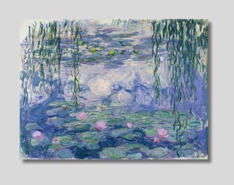 Monet Water Lilies Canvas Print: Impressionist Fine Art, Blue Green Decor
