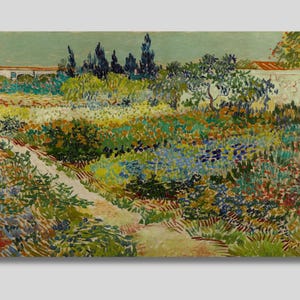 Van Gogh Garden in Arles Canvas Art: Vintage Floral Landscape Print