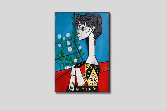 Picasso's Jacqueline With Flower Canvas Art: Modern Cubism
