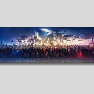 150 personagens de filmes Arte de parede em tela, impressão panorâmica de sucesso, pôster de super-heróis, panorama de filme em tela, presente para fãs de cinema, presente de aniversário