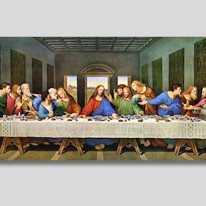 The Last Supper Wall Art, Leonardo Da Vinci, Famous Table, Classical Wall Art, Last Dinner, Da Vinci Print, Da Vinci Painting, Vintage Print