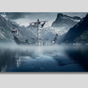 Wikinger Schiff Leinwand Kunst, Wikinger Schiff Poster, Ragnar Lothbrok Poster, Wikinger Schiff Poster, Geschenkidee, Geschenkidee