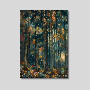 Arte murale su tela rustica autunnale in stile William Morris, decorazione della foresta autunnale, arte botanica vintage, poster floreale vintage, decorazione murale estetica