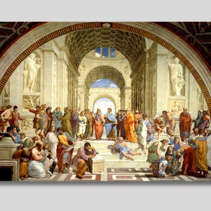 La scuola di Atene di Raffaello Sanzio Canvas Wall Art, Platone Aristotele Socrate, Arredamento Vintage, Stampa Espositiva, Belle Arti, Idea Regalo